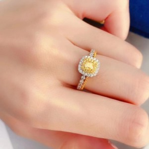 Luxury Custom Made 9K/10K/14K/18K Solid Gold Ring Prinpcess Cut 0.6ct  Engagement Ring