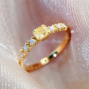 Fashion Jewelry Manufacturer 18k/14k/10k/9k Gold Single  Yellow Diamond Stone Women Gold Rings Designs