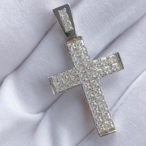 Custom Sterling Silver 925 with Moissanite Stone Cross Pendant