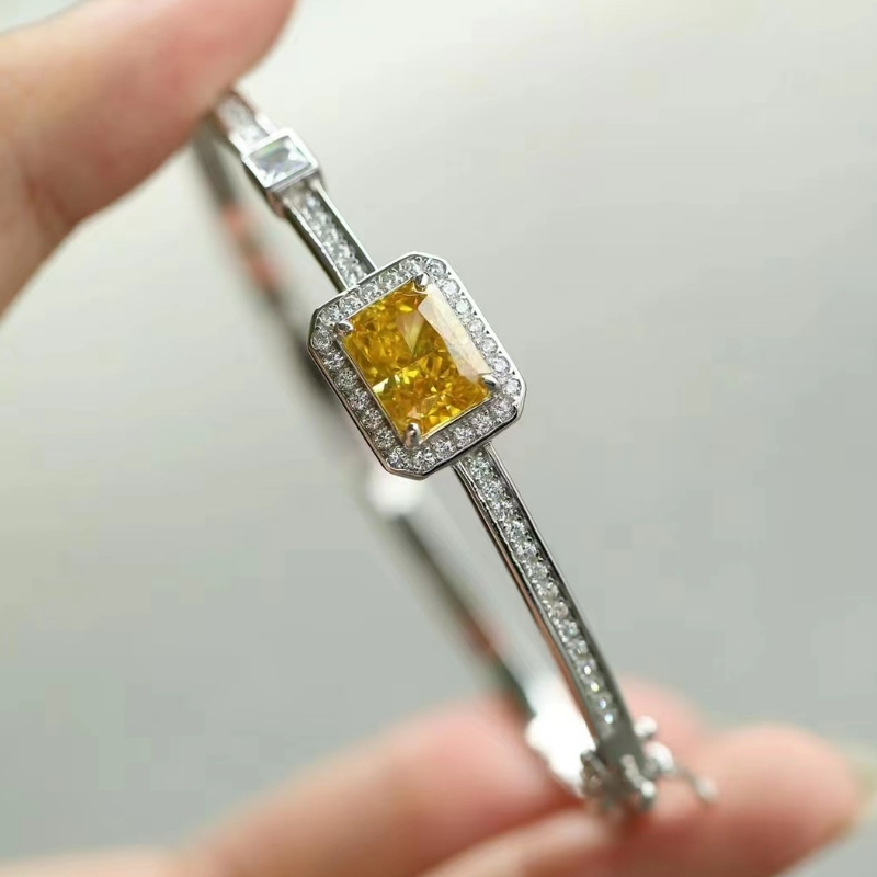 Sterling Silver 925 with High Carbon Colorful Diamond Bracelet