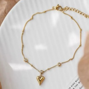 18k Gold Heart Bracelet and Anklet