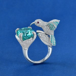 New Design Sterling Silver 925 with AAAAA Zircon Stone Bird Ring Ready to Ship