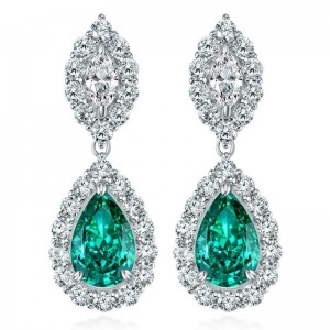 Synthetic Paraiba Ice Cut High Carbon Diamond Stud Earrings