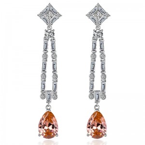 Solomon Powder 5 Carat High Carbon Diamond Water Drop 10*14 Long Tassel Earrings